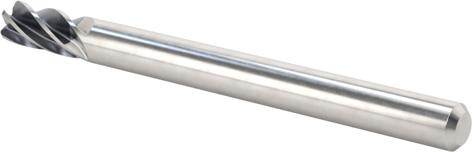 Hızlı Kesim Karbür Yuvarlak Kenarlı Kare Uçlu Freze, 5 Oluklu, 1/8" Freze Çapı, 1/4" Uzun Kesim, 0,015 inç Kesme Yarıçapı