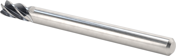 Hızlı Kesim Karbür Yuvarlak Kenarlı Kare Uçlu Freze, 5 Oluklu, 1/8" Freze Çapı, 1/4" Uzun Kesim, 0,01 inç Kesme Yarıçapı