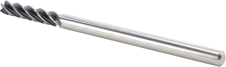 Hızlı Kesim Karbür Yuvarlak Kenarlı Kare Uçlu Freze, 5 Oluklu, 1/8" Freze Çapı, 5/8" Uzun Kesim, 0,01 inç Kesme Yarıçapı