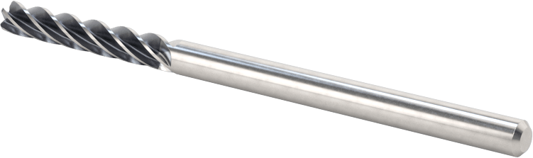 Hızlı Kesim Karbür Yuvarlak Kenarlı Kare Uçlu Freze, 5 Oluklu, 1/8" Freze Çapı, 3/4" Uzun Kesim, 0,015 inç Kesme Yarıçapı