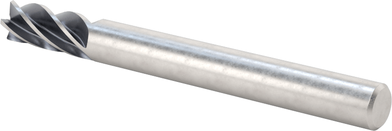 Hızlı Kesim Karbür Yuvarlak Kenarlı Kare Uçlu Freze, 5 Oluklu, 1/4" Freze Çapı, 1/2" Uzunlukta Kesim, 0,01 inç Kesme Yarıçapı