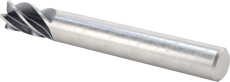 Hızlı Kesim Karbür Yuvarlak Kenarlı Kare Uçlu Freze, 5 Oluklu, 1/4" Freze Çapı, 3/8" Uzun Kesim, 0,015 inç Kesme Yarıçapı