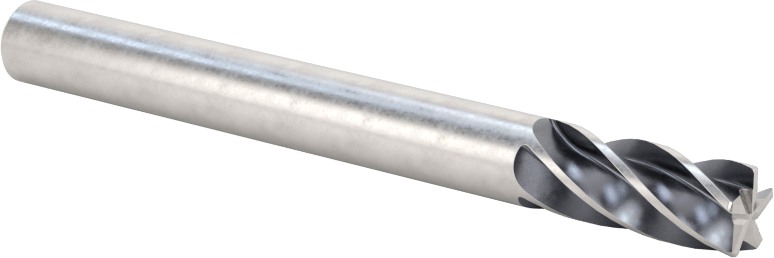 Hızlı Kesim Karbür Yuvarlak Kenarlı Kare Uçlu Freze, 5 Oluklu, 1/4" Freze Çapı, 1/2" Uzunlukta Kesim, 0,015 inç Kesme Yarıçapı