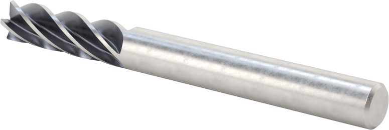 Hızlı Kesim Karbür Yuvarlak Kenarlı Kare Uçlu Freze, 5 Oluklu, 1/4" Freze Çapı, 3/4" Uzun Kesim, 0,01 inç Kesme Yarıçapı