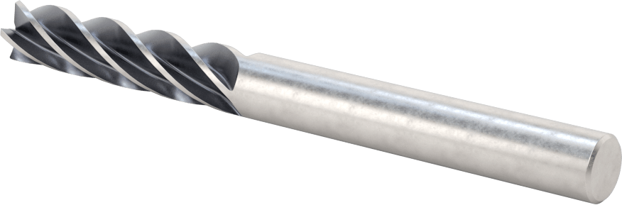 Hızlı Kesim Karbür Yuvarlak Kenarlı Kare Uçlu Freze, 5 Oluklu, 3/8" Freze Çapı, 1-1/2" Uzunlukta Kesim, 0,01 inç Kesme Yarıçapı