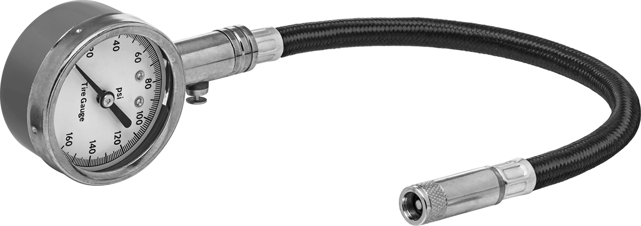 Kadranlı Lastik Basınç Ölçer, 1 Düz Başlık, 5-160 PSI