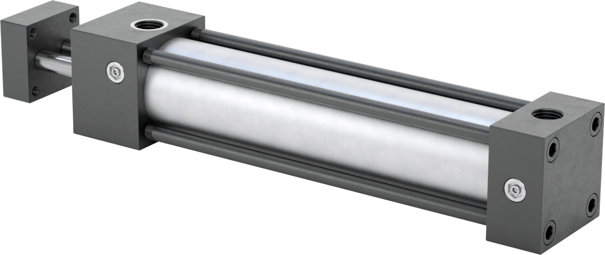 Dönmeyen NFPA Bağlantı Çubuğu Hava Silindiri, Çift Etkili, 1-1/2" Delik Çapı, 2 inç Genişlik, 6" Strok Uzunluğu