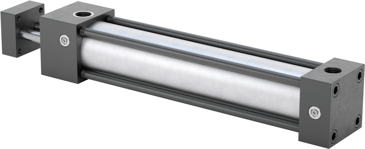 Dönmeyen NFPA Bağlantı Çubuğu Hava Silindiri, Çift Etkili, 1-1/2" Delik Çapı, 2 inç Genişlik, 7" Strok Uzunluğu
