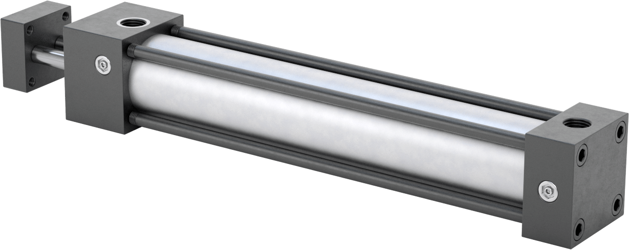 Dönmeyen NFPA Bağlantı Çubuğu Hava Silindiri, Çift Etkili, 1-1/2" Delik Çapı, 2 inç Genişlik, 8" Strok Uzunluğu
