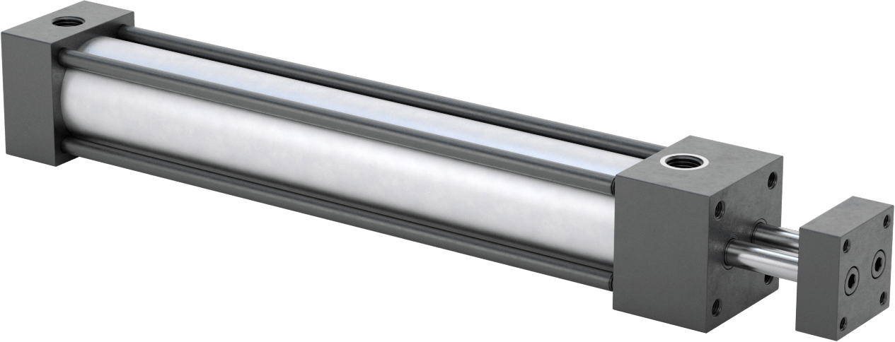 Dönmeyen NFPA Bağlantı Çubuğu Hava Silindiri, Çift Etkili, 1-1/2" Delik Çapı, 2 inç Genişlik, 9" Strok Uzunluğu