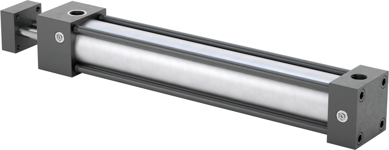 Dönmeyen NFPA Bağlantı Çubuğu Hava Silindiri, Çift Etkili, 1-1/2" Delik Çapı, 2 inç Genişlik, 9" Strok Uzunluğu