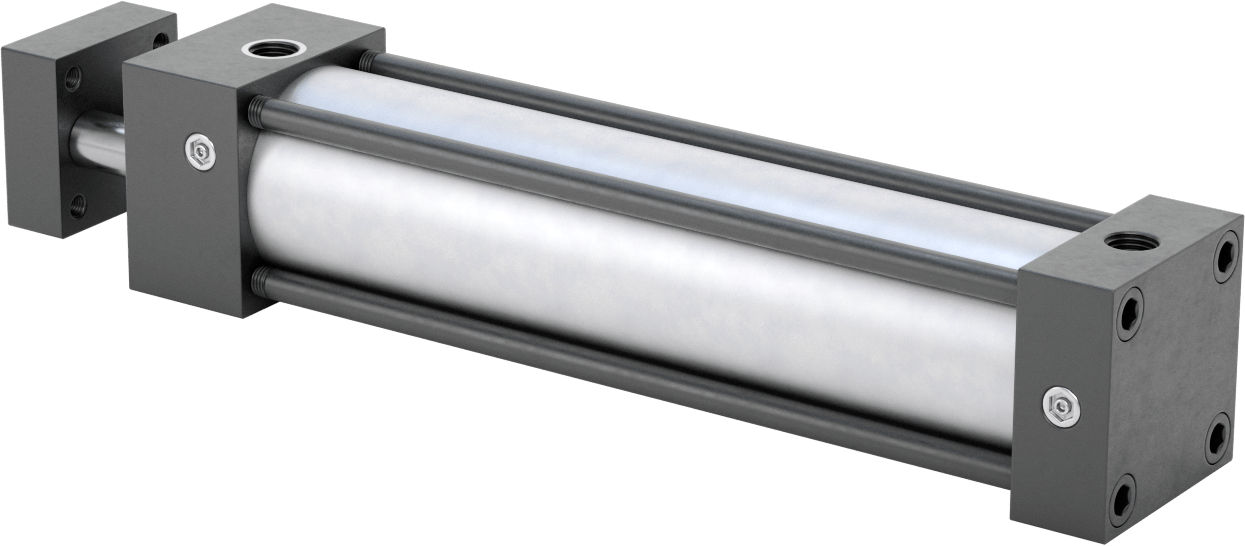Dönmeyen NFPA Bağlantı Çubuğu Hava Silindiri, Çift Etkili, 2" Delik Boyutu, 2-1/2" Genişlik, 8" Strok Uzunluğu