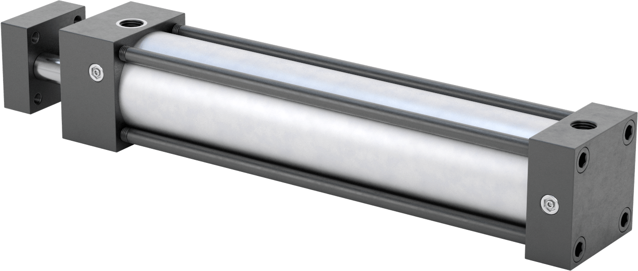 Dönmeyen NFPA Bağlantı Çubuğu Hava Silindiri, Çift Etkili, 2" Delik Boyutu, 2-1/2" Genişlik, 9" Strok Uzunluğu