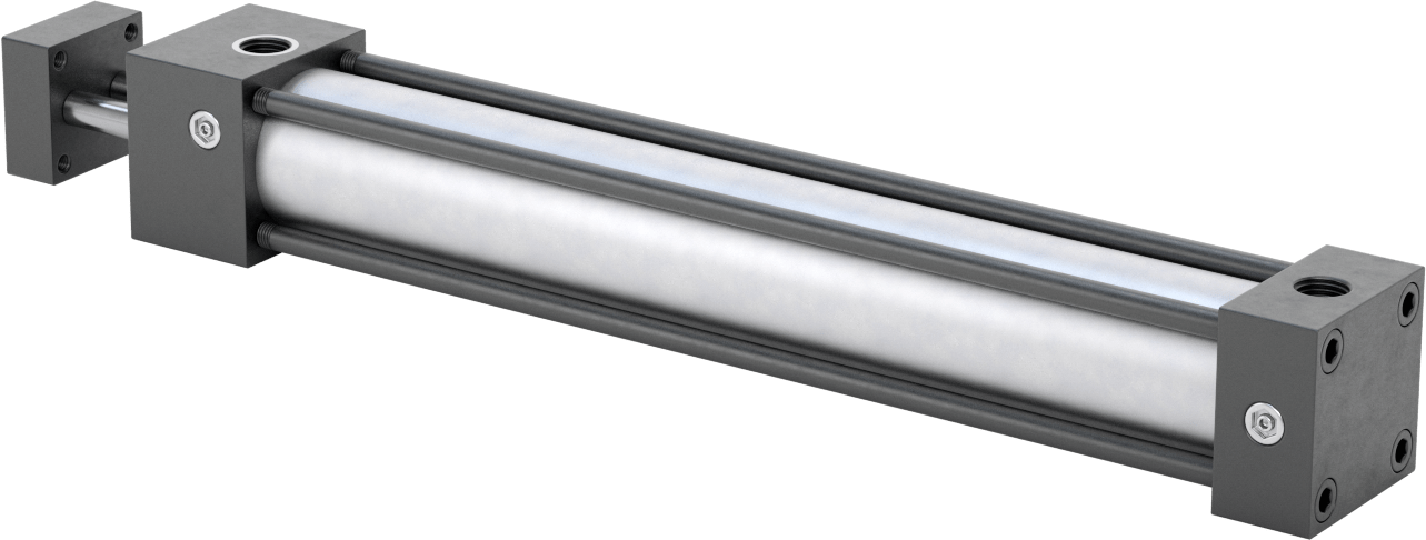 Dönmeyen NFPA Bağlantı Çubuğu Hava Silindiri, Çift Etkili, 1-1/2" Delik Çapı, 2 inç Genişlik, 10" Strok Uzunluğu