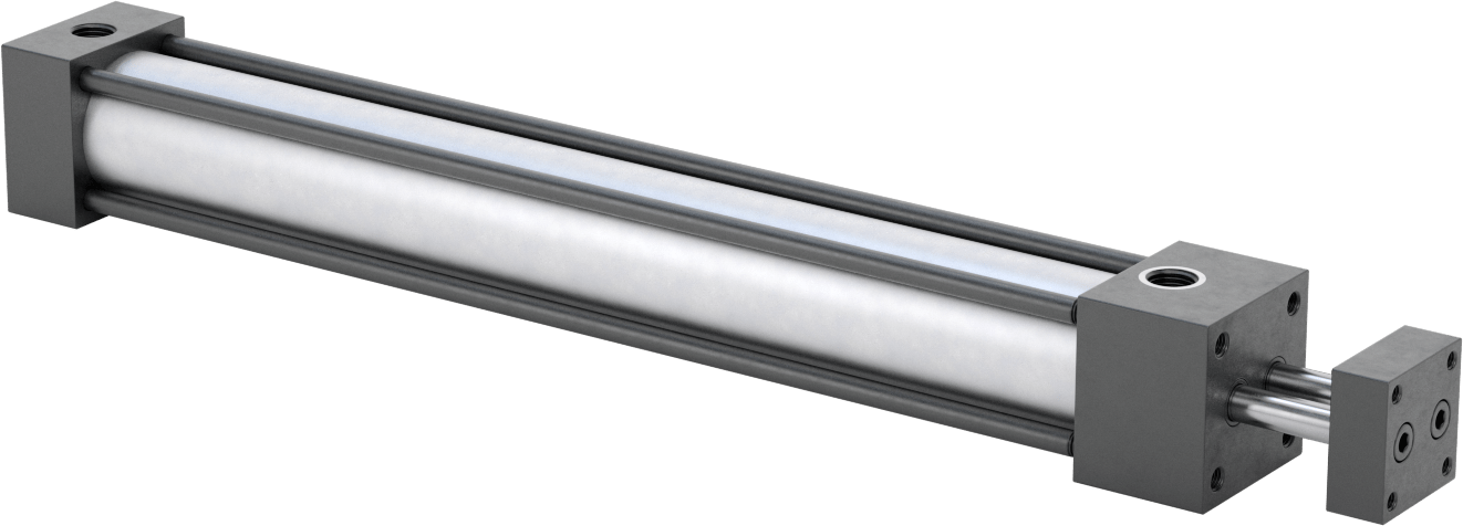Dönmeyen NFPA Bağlantı Çubuğu Hava Silindiri, Çift Etkili, 1-1/2" Delik Çapı, 2 inç Genişlik, 12" Strok Uzunluğu