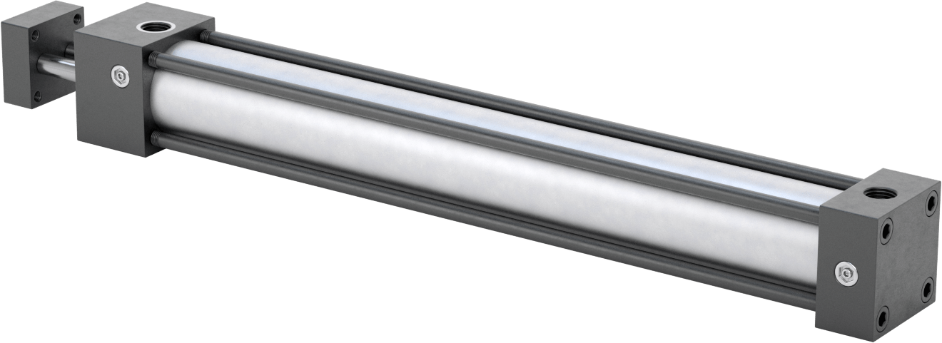 Dönmeyen NFPA Bağlantı Çubuğu Hava Silindiri, Çift Etkili, 1-1/2" Delik Çapı, 2 inç Genişlik, 12" Strok Uzunluğu