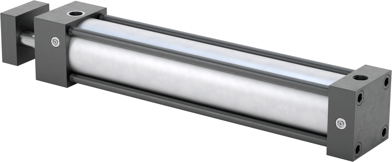 Dönmeyen NFPA Bağlantı Çubuğu Hava Silindiri, Çift Etkili, 2" Delik Boyutu, 2-1/2" Genişlik, 10" Strok Uzunluğu