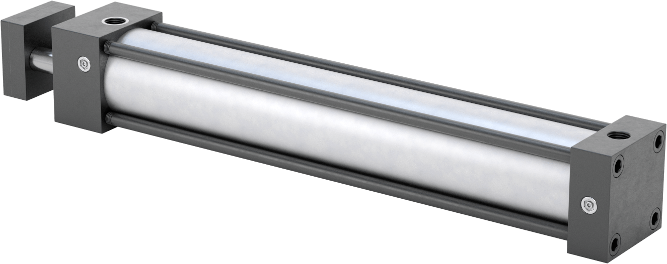Dönmeyen NFPA Bağlantı Çubuğu Hava Silindiri, Çift Etkili, 2" Delik Boyutu, 2-1/2" Genişlik, 12" Strok Uzunluğu