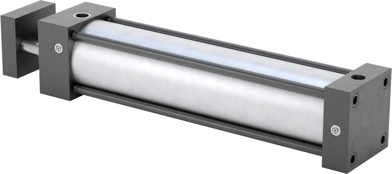 Dönmeyen NFPA Bağlantı Çubuğu Hava Silindiri, Çift Etkili, 2-1/2" Delik Boyutu, 3" Genişlik, 10" Strok Uzunluğu