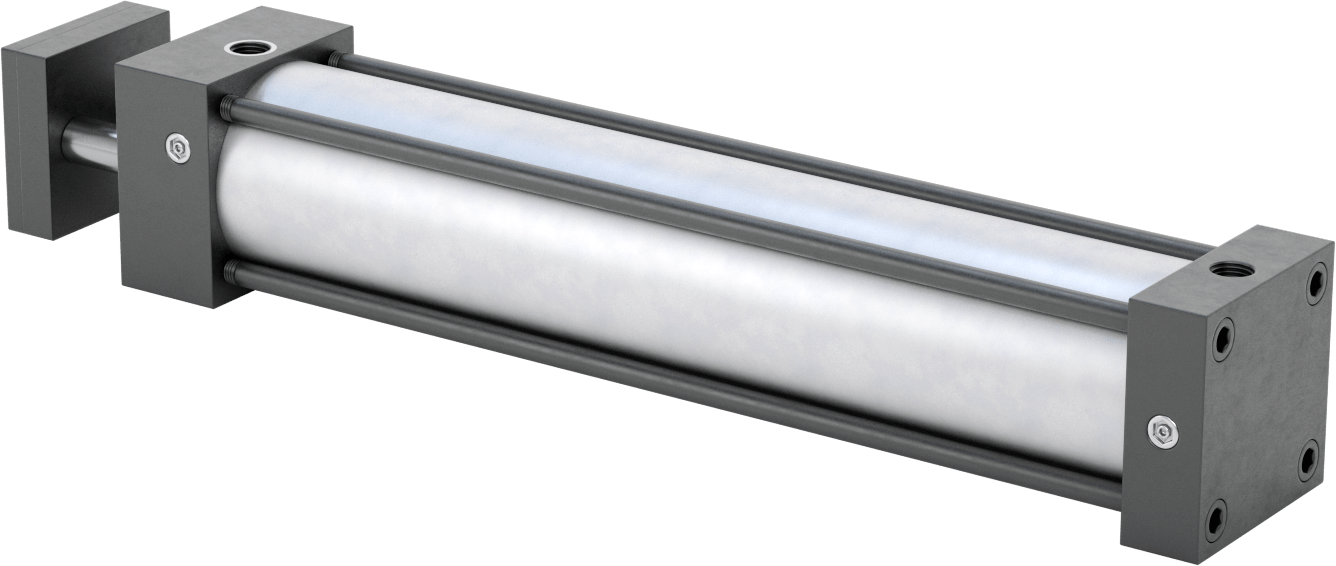 Dönmeyen NFPA Bağlantı Çubuğu Hava Silindiri, Çift Etkili, 2-1/2" Delik Boyutu, 3" Genişlik, 12" Strok Uzunluğu