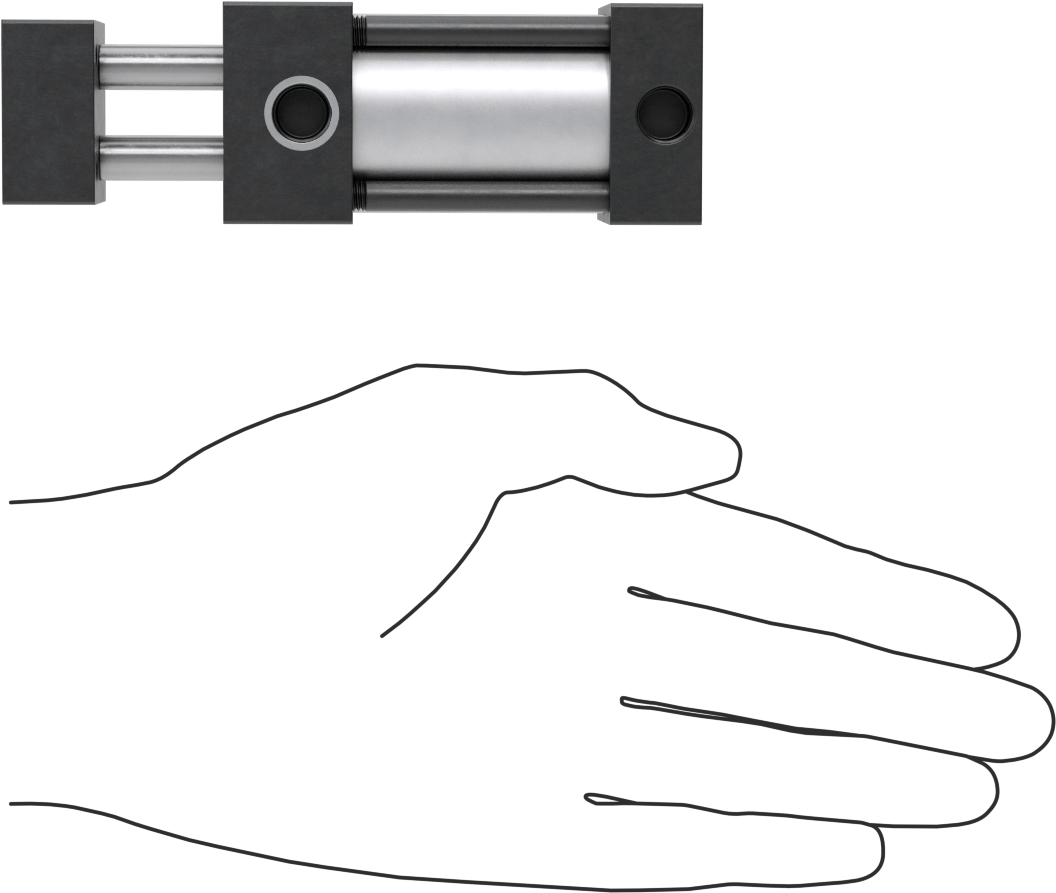 Dönmeyen NFPA Bağlantı Çubuğu Hava Silindiri, Çift Etkili, 1-1/8" Delik Boyutu, 1-1/2" Genişlik, 1" Strok Uzunluğu