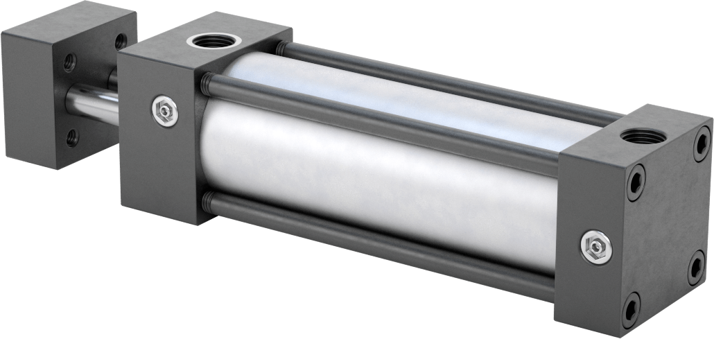Dönmeyen NFPA Bağlantı Çubuğu Hava Silindiri, Çift Etkili, 1-1/8" Delik Boyutu, 1-1/2" Genişlik, 3" Strok Uzunluğu