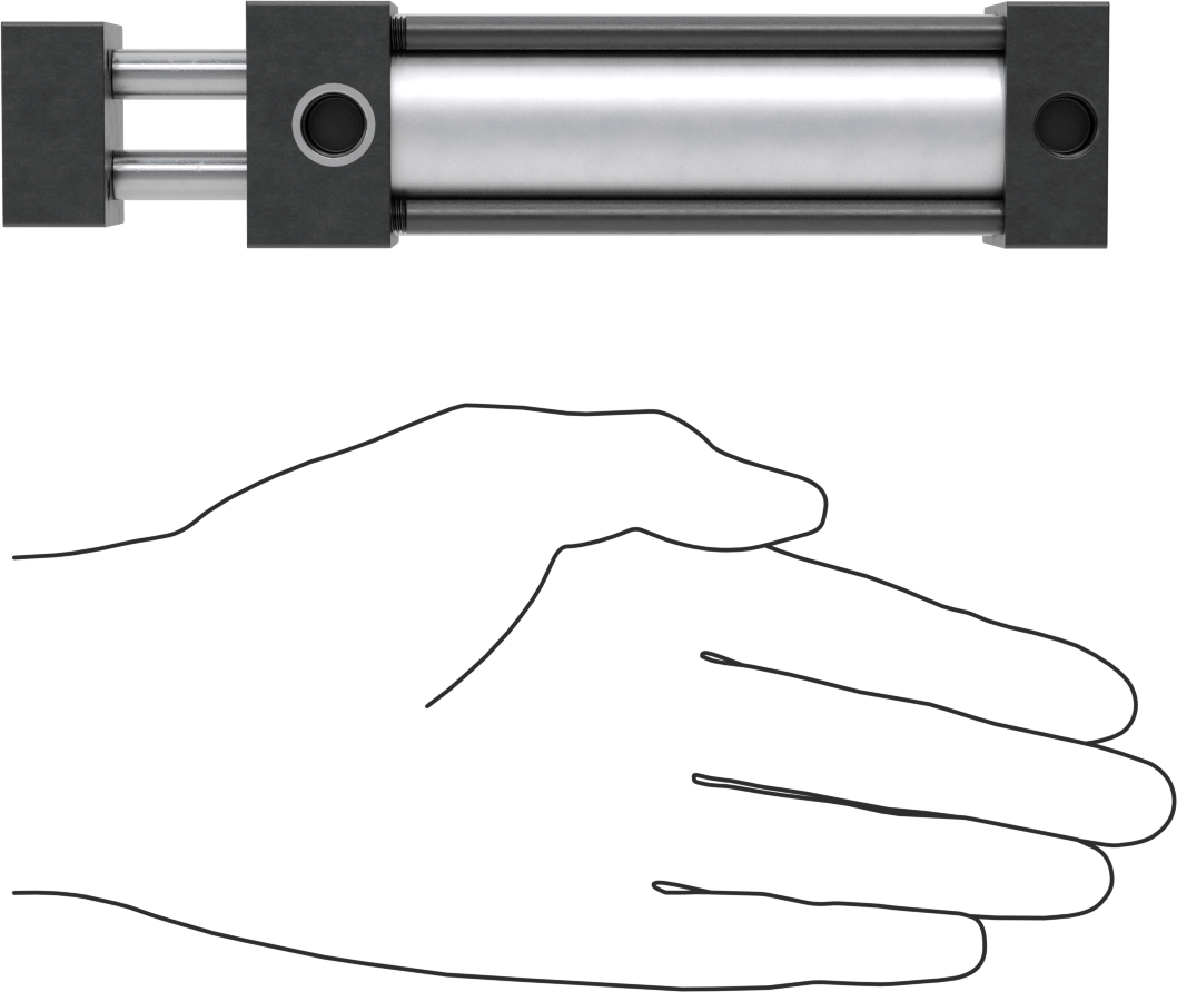 Dönmeyen NFPA Bağlantı Çubuğu Hava Silindiri, Çift Etkili, 1-1/8" Delik Boyutu, 1-1/2" Genişlik, 3" Strok Uzunluğu