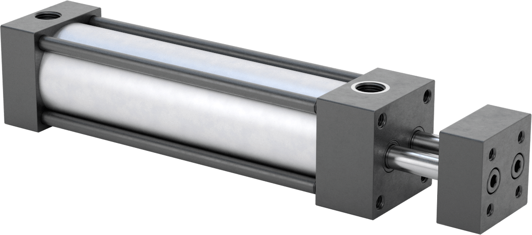 Dönmeyen NFPA Bağlantı Çubuğu Hava Silindiri, Çift Etkili, 1-1/8" Delik Boyutu, 1-1/2" Genişlik, 4" Strok Uzunluğu