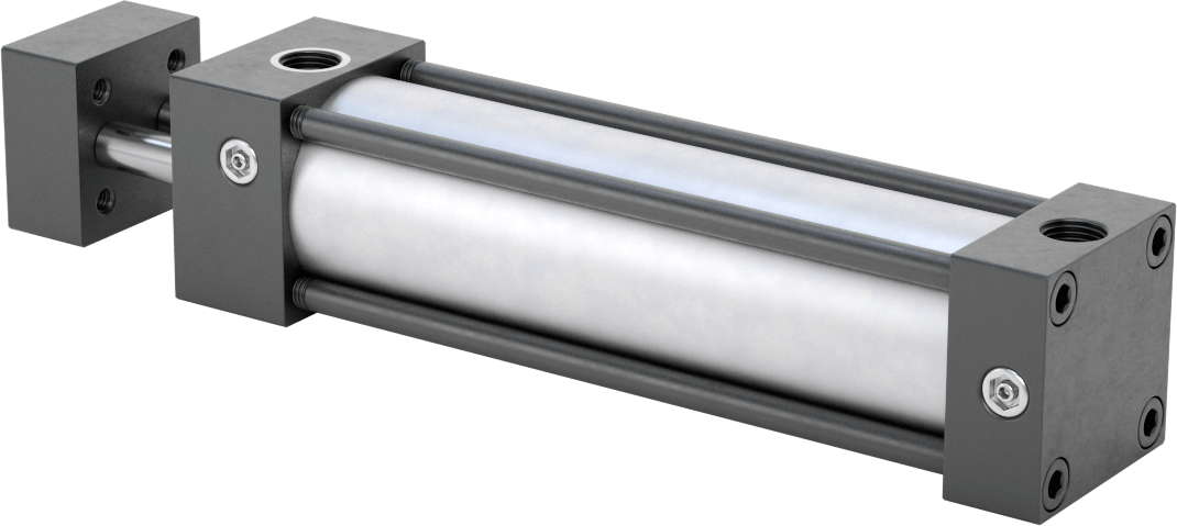 Dönmeyen NFPA Bağlantı Çubuğu Hava Silindiri, Çift Etkili, 1-1/8" Delik Boyutu, 1-1/2" Genişlik, 4" Strok Uzunluğu