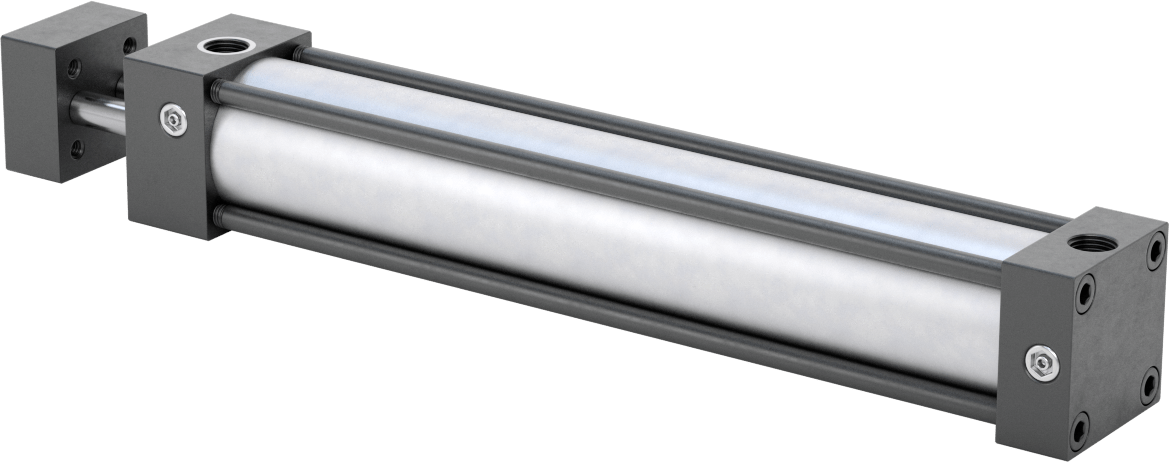 Dönmeyen NFPA Bağlantı Çubuğu Hava Silindiri, Çift Etkili, 1-1/8" Delik Boyutu, 1-1/2" Genişlik, 7" Strok Uzunluğu