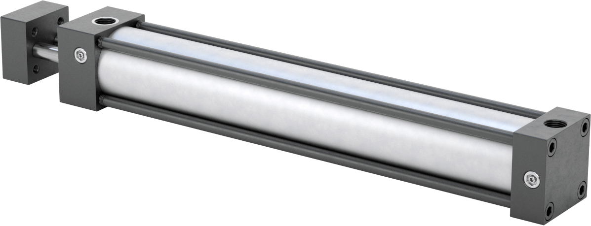 Dönmeyen NFPA Bağlantı Çubuğu Hava Silindiri, Çift Etkili, 1-1/8" Delik Boyutu, 1-1/2" Genişlik, 8" Strok Uzunluğu