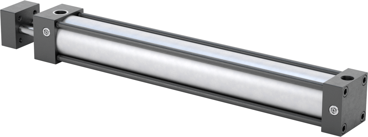 Dönmeyen NFPA Bağlantı Çubuğu Hava Silindiri, Çift Etkili, 1-1/8" Delik Boyutu, 1-1/2" Genişlik, 9" Strok Uzunluğu