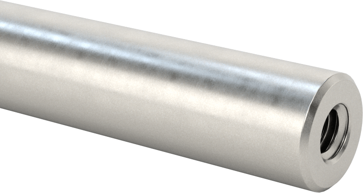 Dişli Doğrusal Hareket Mili, Her İki Uçta Dişli, 1050 Karbon Çelik, 1/2" Çap, 24 inç Uzunluk