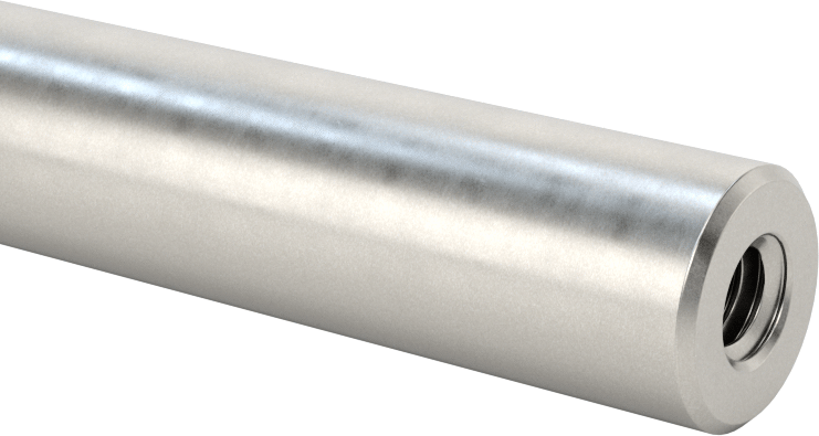 Dişli Doğrusal Hareket Mili, Dişli x Düz Uç, 1050 Karbon Çelik, 1/2" Çap, 8" Uzunluk
