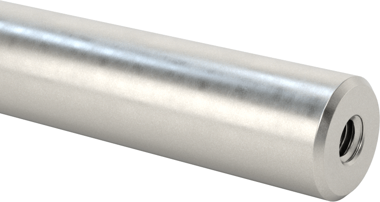 Dişli Doğrusal Hareket Mili, Dişli x Düz Uç, 1050 Karbon Çelik, 5/8" Çap, 6 inç Uzunluk
