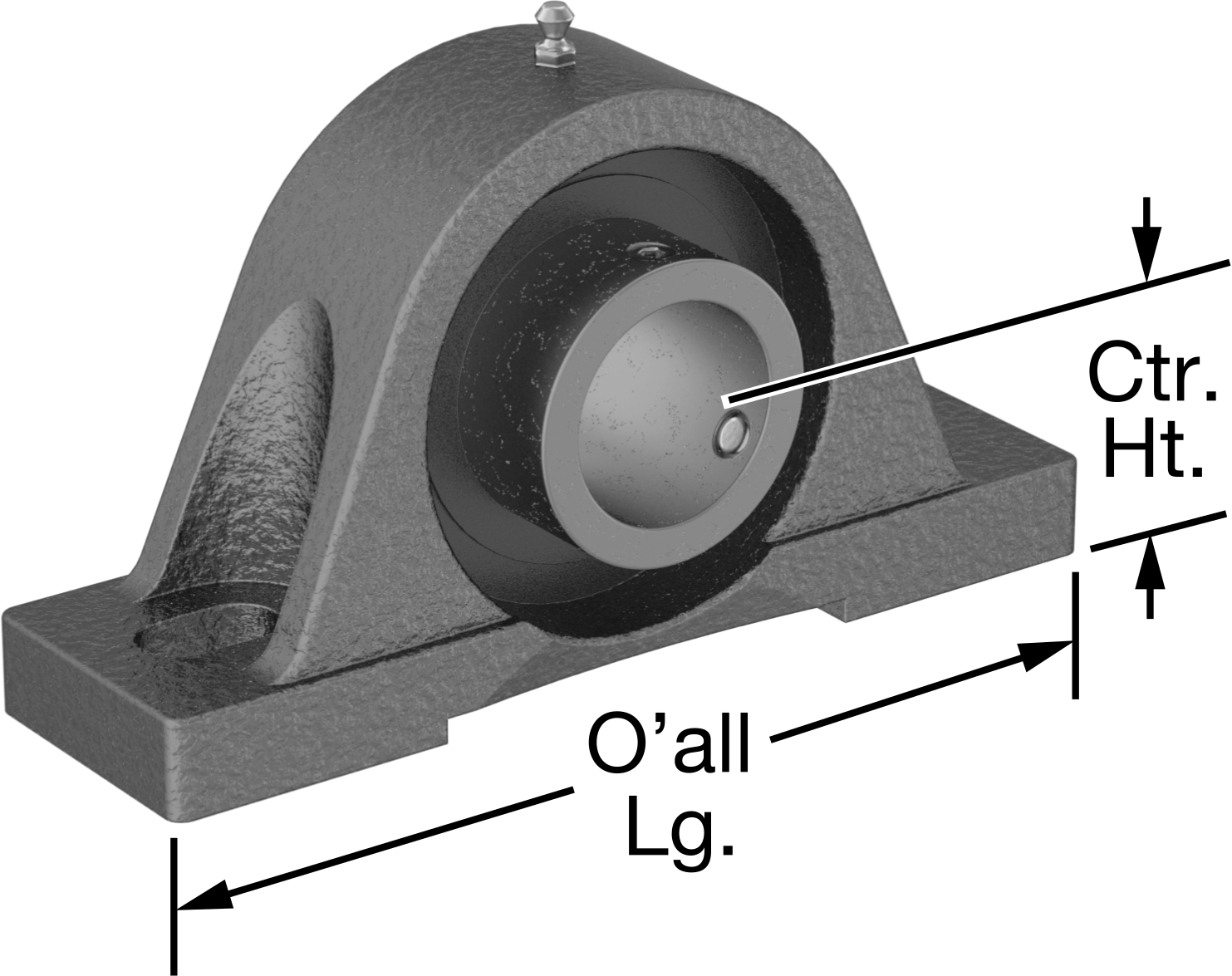 Yüksek Sıcaklık Montajlı Bilyalı Rulman, Sentetik Gres ile, 1-1/2" Mil Çapı için