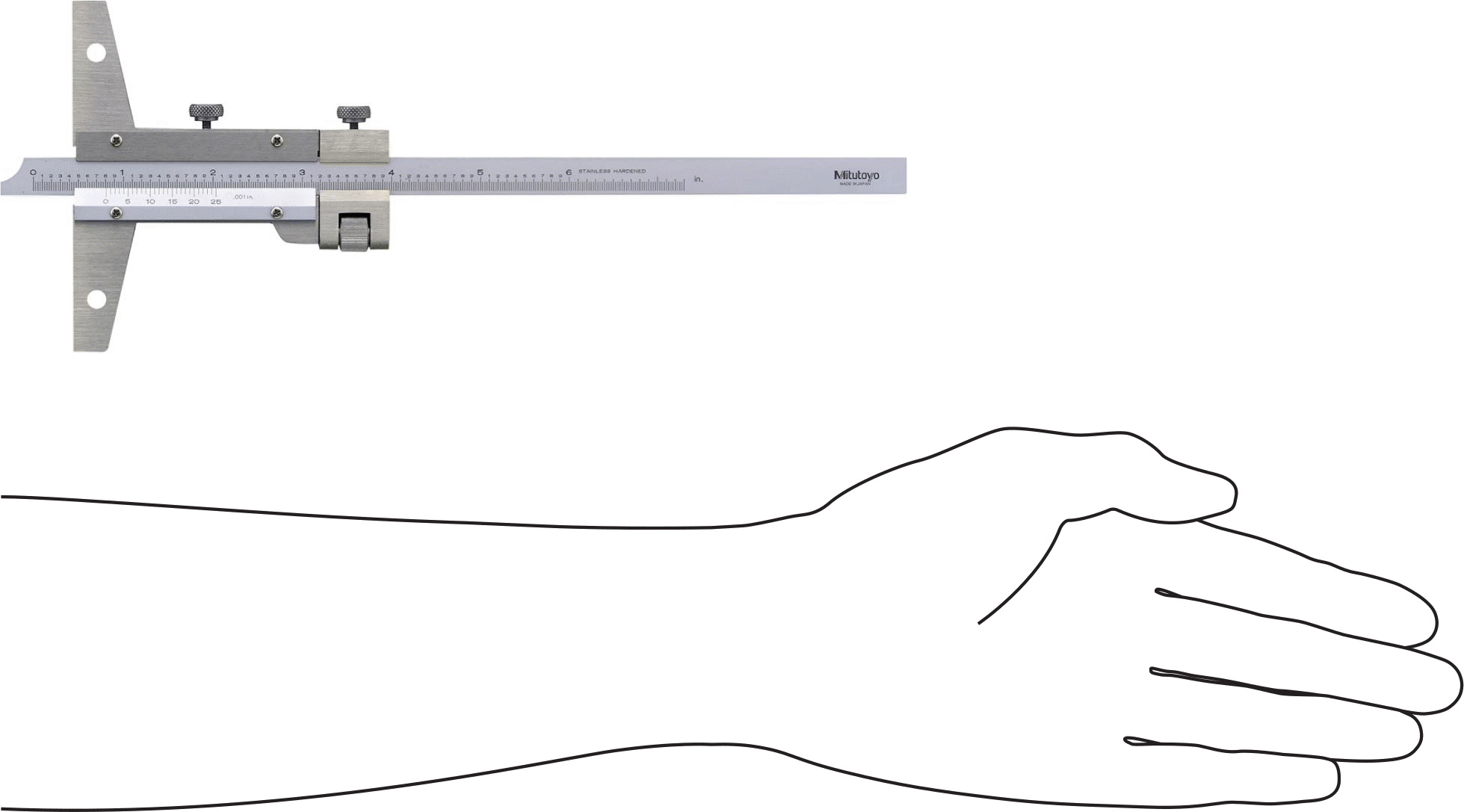 Mitutoyo Vernier Derinlik Ölçer, Model Numarası 527-111, 0“ ila 6” Ölçüm Aralığı
