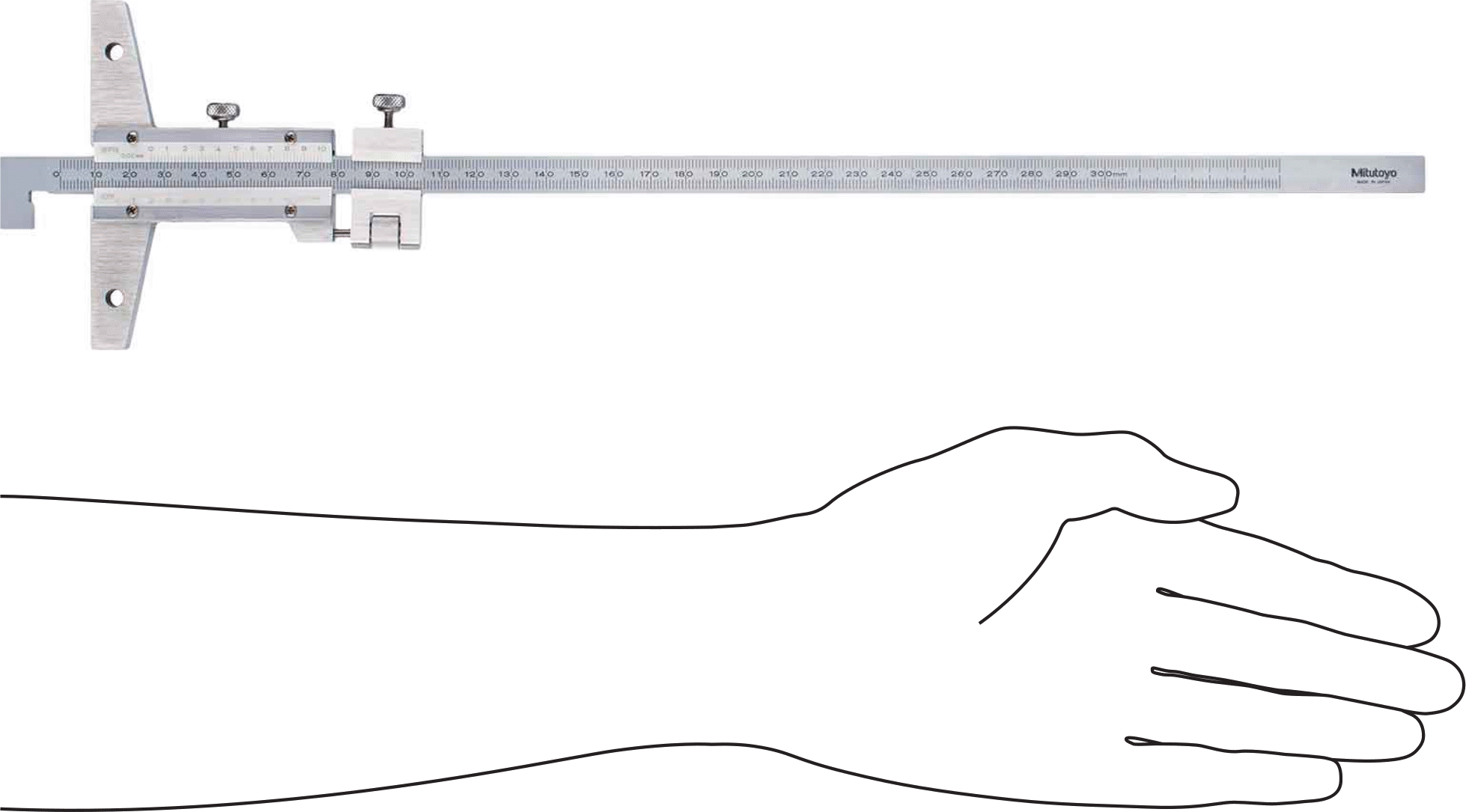 Mitutoyo Vernier Derinlik Ölçer, Model Numarası 527-413, 0 mm ila 300 mm Ölçüm Aralığı