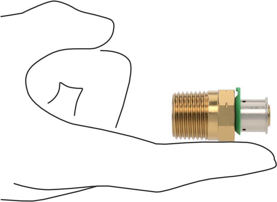 İçme Suyu için Presle Bağlanan Bağlantı Parçası, Adaptör, 3/8 Bakır Boru Boyutu Dişi x 1/2 NPT Erkek