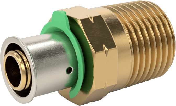 İçme Suyu için Presle Bağlanan Bağlantı Parçası, Adaptör, 3/8 Bakır Boru Boyutu Dişi x 1/2 NPT Erkek