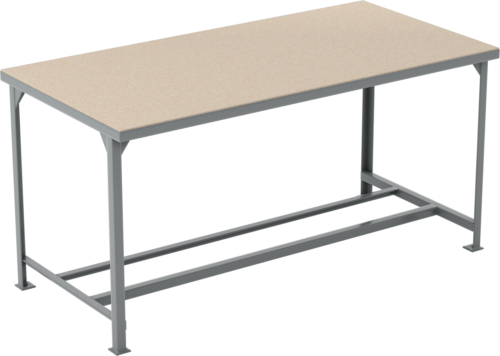 Ağır Hizmet Tipi Sabit Masa, Kompozit Ahşap Üst, 36“ Yükseklik x 72” Genişlik x 36" Derinlik