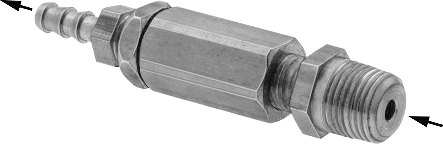 Hat Üstü Hava Akış Kontrol Vanası, Pirinç Gövde, 1/8 NPT Giriş x 3/16" Çivili Çıkış