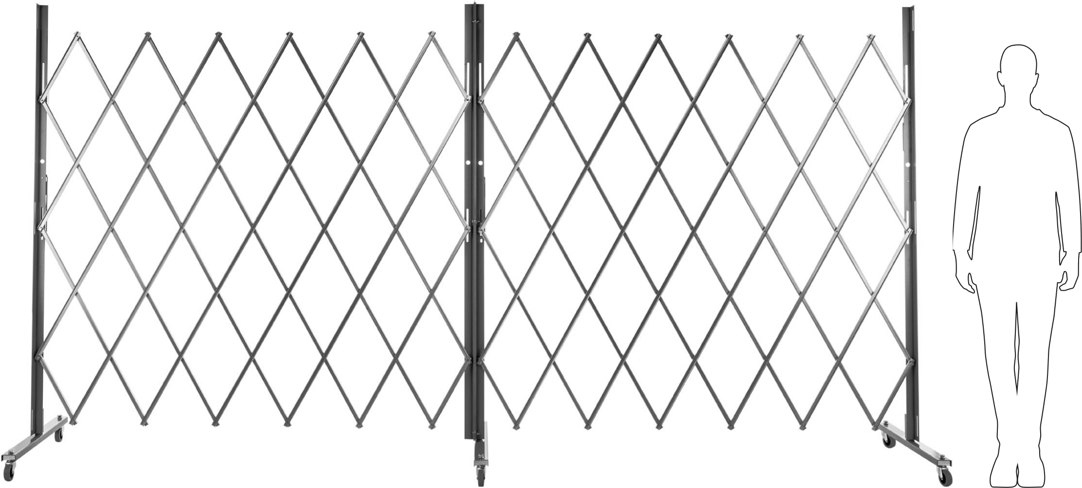 Mobil Katlanır Güvenlik Kapısı, 16 Gauge, 12 Fit Maksimum Genişlik x 6 Fit Yükseklik Genişletilmiş