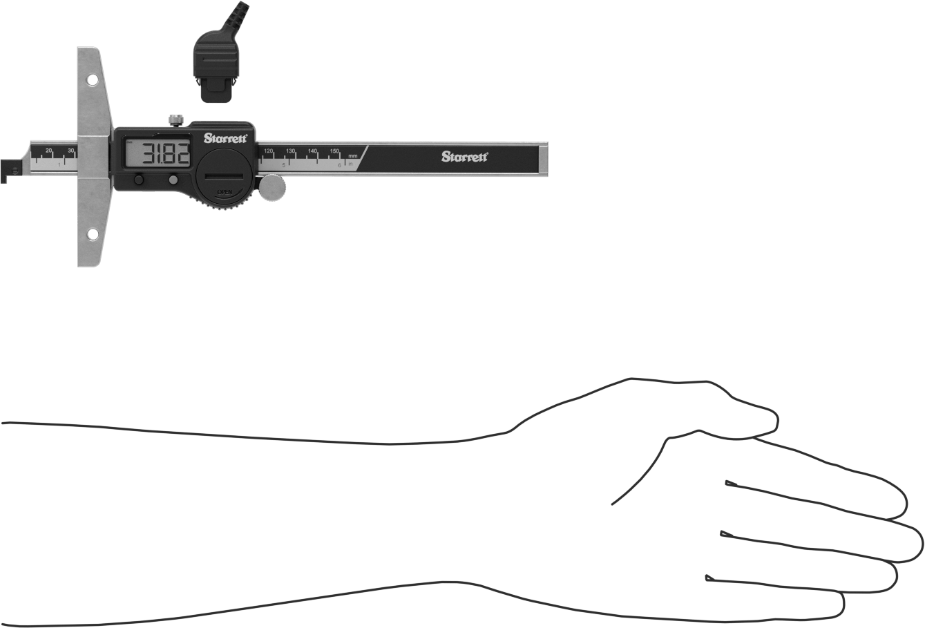 Starrett Elektronik Derinlik Ölçer, Model Numarası 3753B-6/150, 0“ ila 6” Ölçüm Aralığı