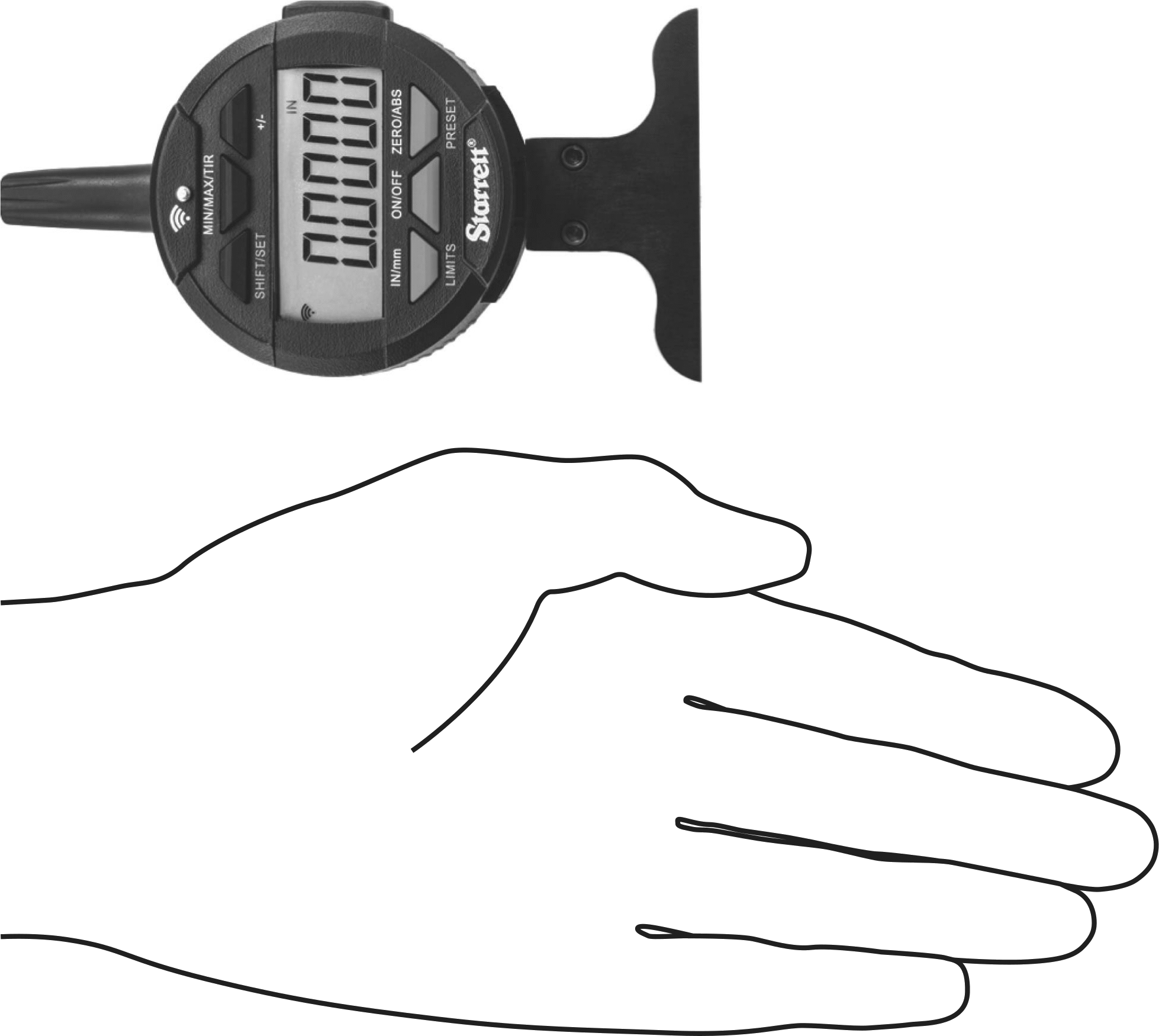 Starrett Elektronik Derinlik Ölçer, Sığ Derinlikler için, Model Numarası W644Jz 0“ ila 3” Aralık