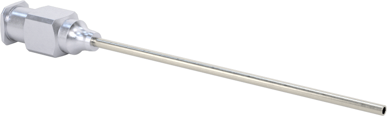 Yeniden Kullanılabilir Paslanmaz Çelik Düz Şırınga İğnesi, Luer Kilit Bağlantılı ve Künt Düz Uçlu, 17 Gauge, 2" Uzunluk