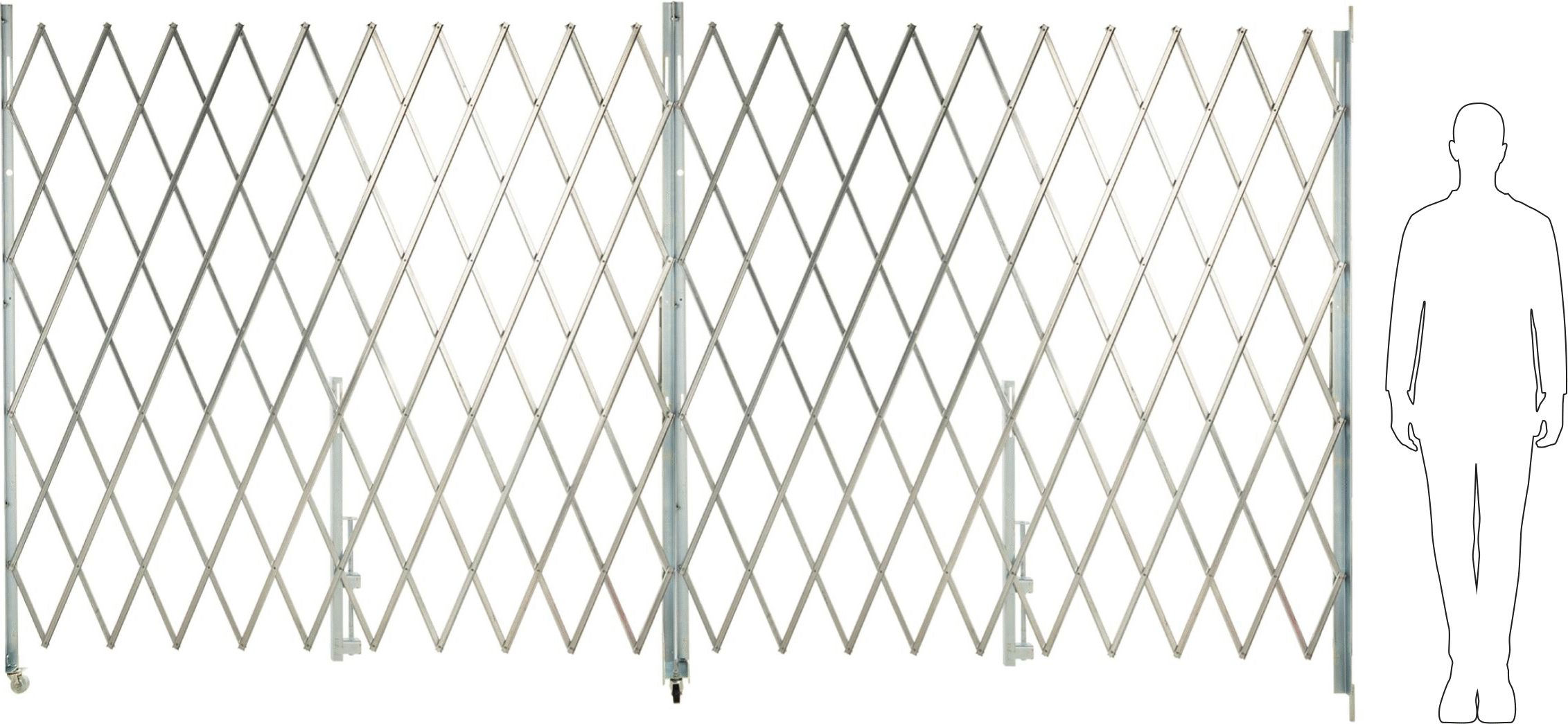 Katlanabilir Güvenlik Kapısı, 14 Gauge, 6-1/2'Katlanmış Yükseklik, 11'Maksimum Genişlik x 6' Yükseklik Genişletilmiş