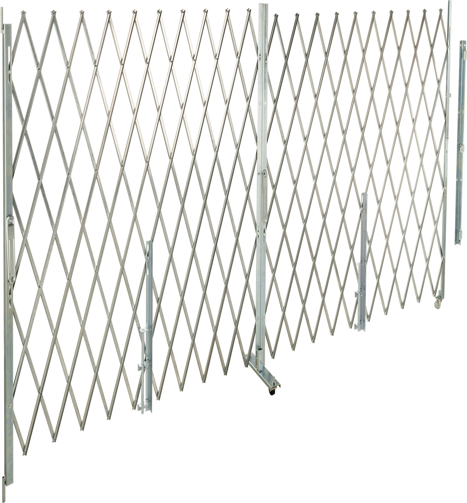 Katlanabilir Güvenlik Kapısı, 14 Gauge, 8-1/2" Katlanmış Yükseklik, 11'Maksimum Genişlik x 8' Yükseklik Genişletilmiş