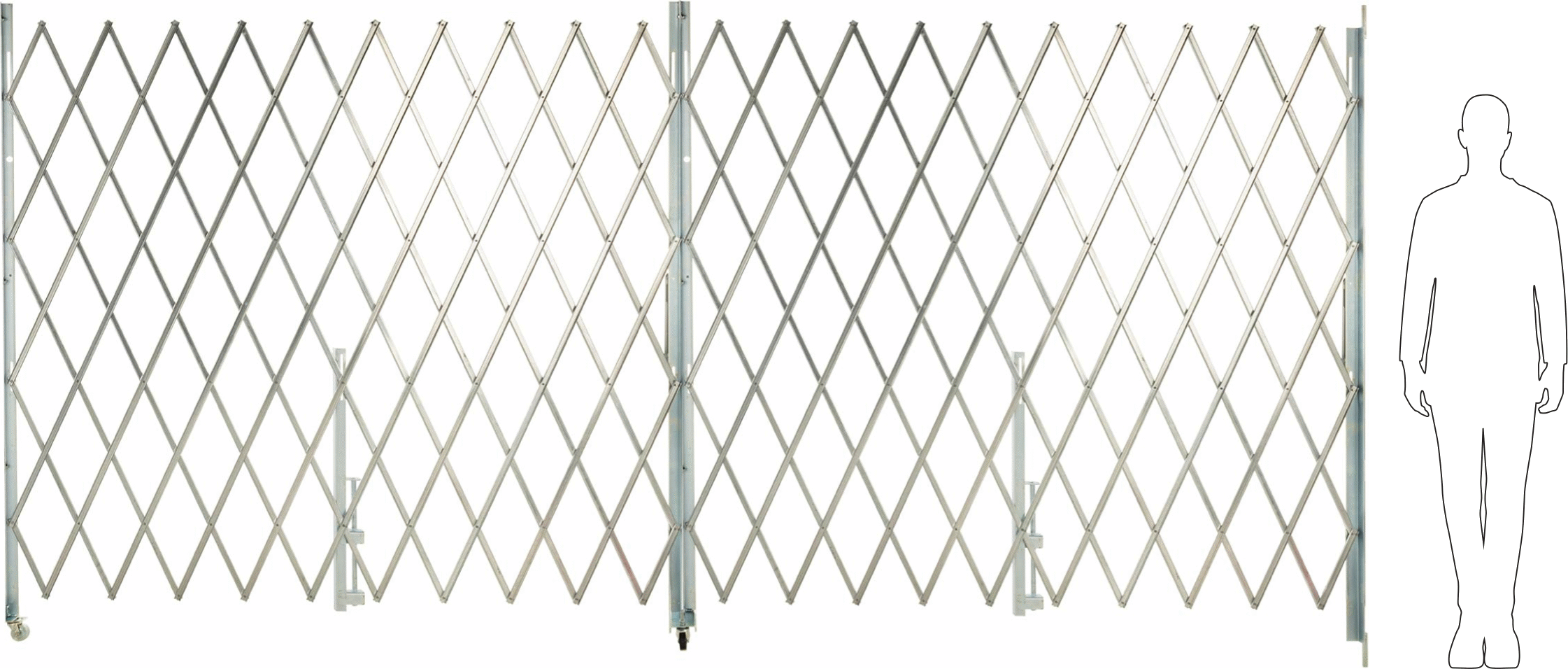 Katlanabilir Güvenlik Kapısı, 14 Gauge, 6-1/2'Katlanmış Yükseklik, 12' Maksimum Genişlik x 6' Yükseklik Genişletilmiş