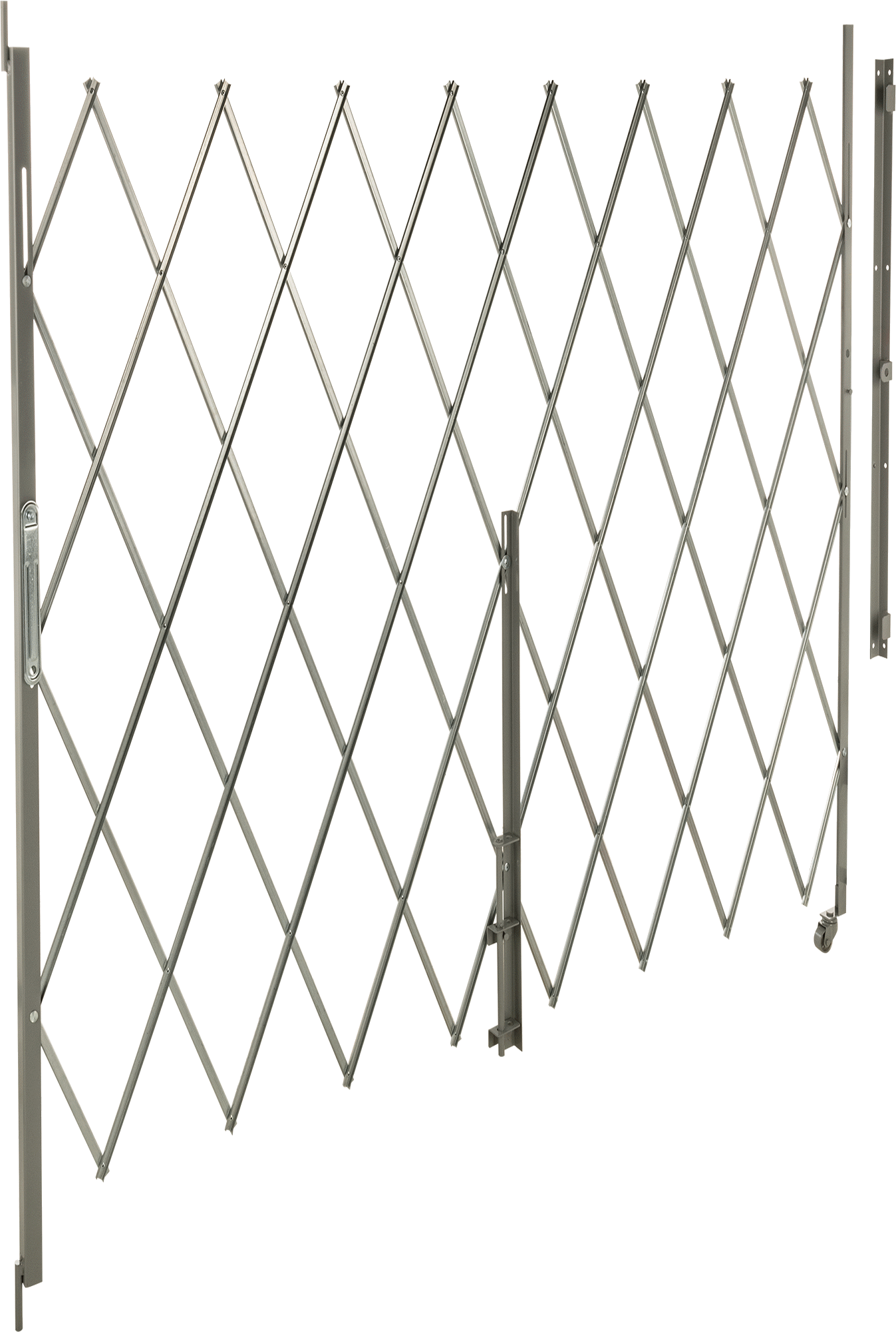 Katlanabilir Güvenlik Kapısı, 16 Gauge, 7-1/2 inç katlanmış yükseklik, 6' Maksimum Genişlik x 7' Yükseklik Genişletilmiş